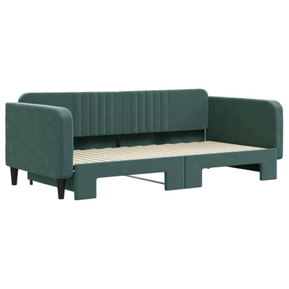 Divano Letto con Letto Estraibile Verde Scuro 100x200cm Velluto | homemem39