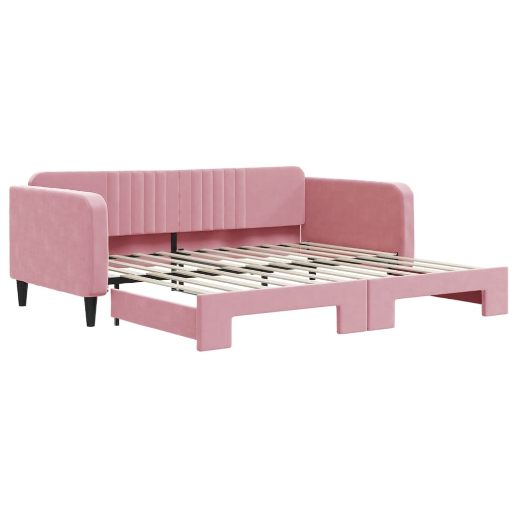 Divano Letto con Letto Estraibile Rosa 100x200 cm in Velluto