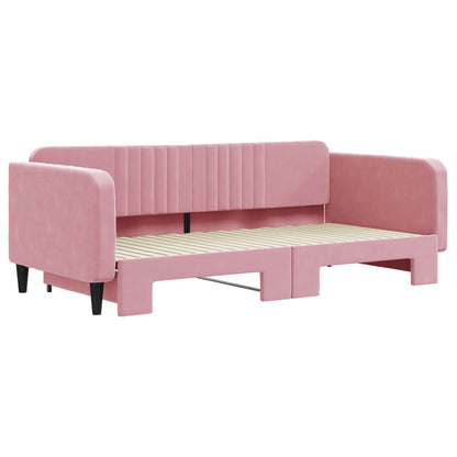 Divano Letto con Letto Estraibile Rosa 100x200 cm in Velluto