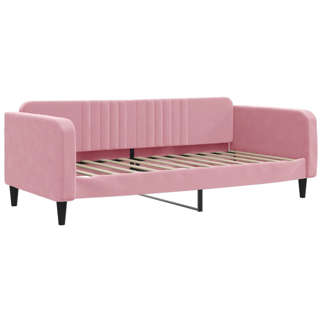 Divano Letto con Letto Estraibile Rosa 100x200 cm in Velluto