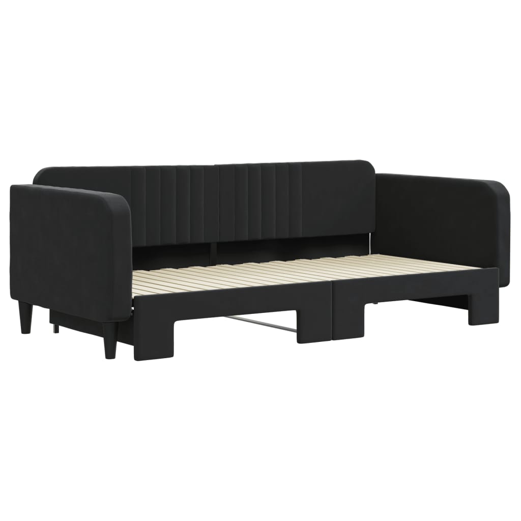 Divano Letto con Letto Estraibile Nero 100x200 cm in Velluto - homemem39