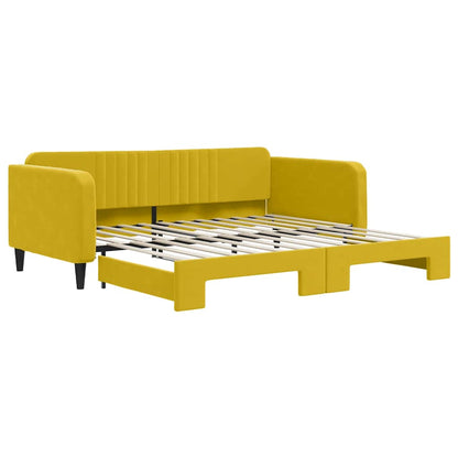 Divano Letto con Letto Estraibile Giallo 100x200 cm in Velluto