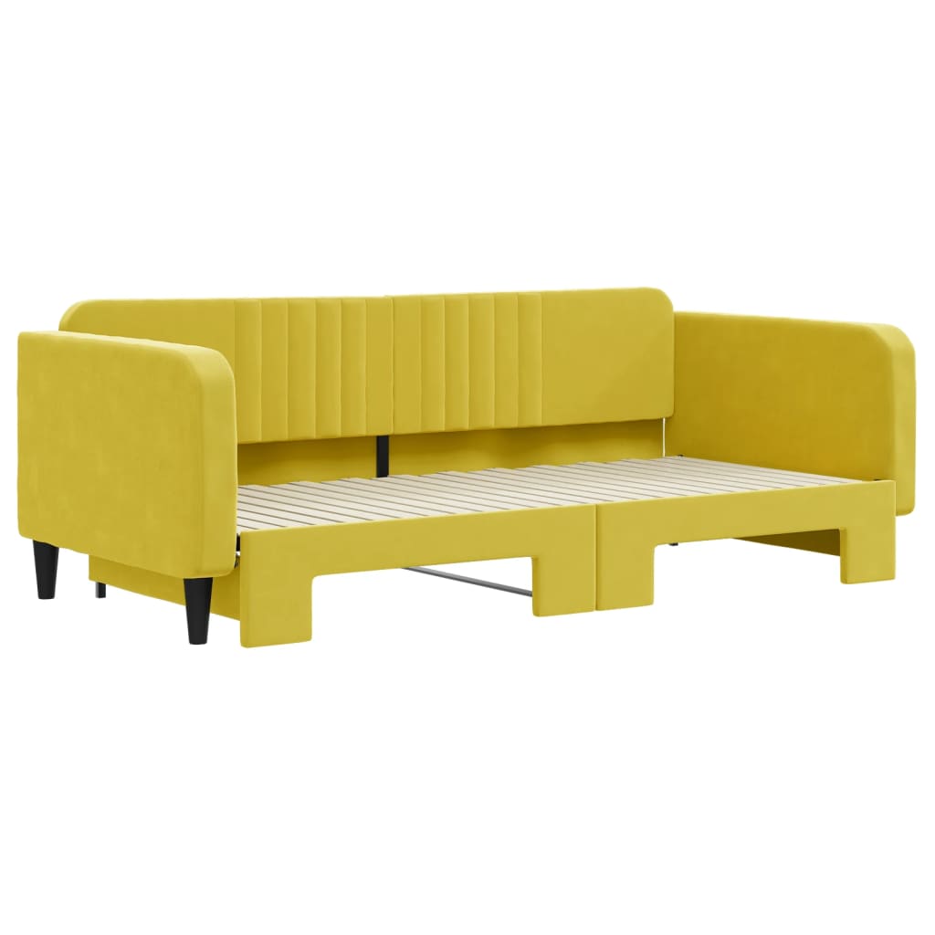 Divano Letto con Letto Estraibile Giallo 100x200 cm in Velluto - homemem39