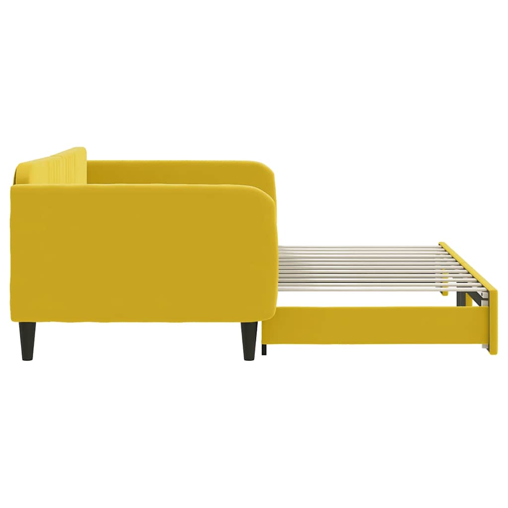 Divano Letto con Letto Estraibile Giallo 100x200 cm in Velluto