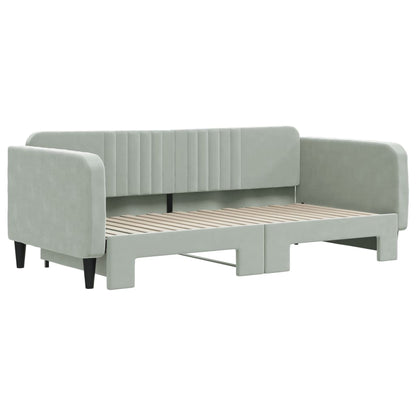 Divano Letto con Letto Estraibile Grigio Chiaro 90x190 Velluto | homemem39