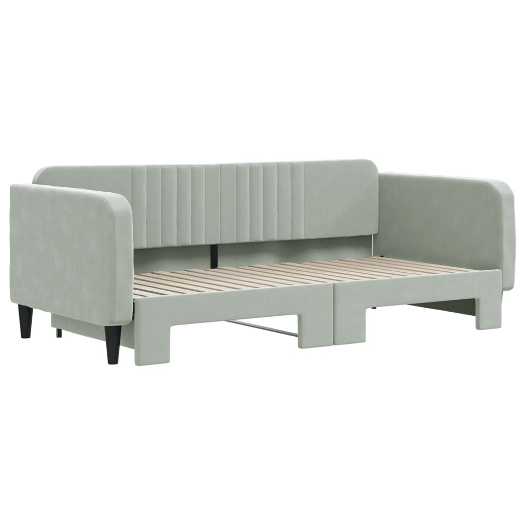 Divano Letto con Letto Estraibile Grigio Chiaro 90x190 Velluto