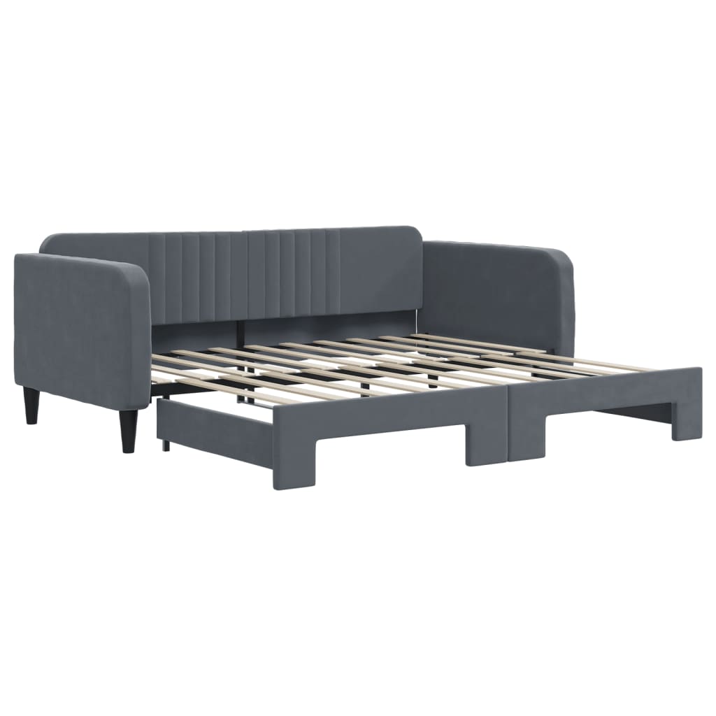 Divano Letto con Letto Estraibile Grigio Scuro 90x190cm Velluto | homemem39