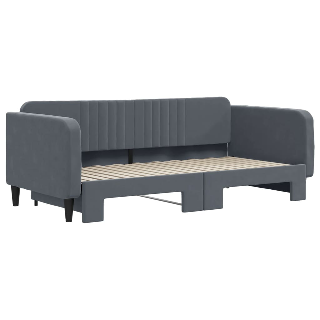Divano Letto con Letto Estraibile Grigio Scuro 90x190cm Velluto | homemem39