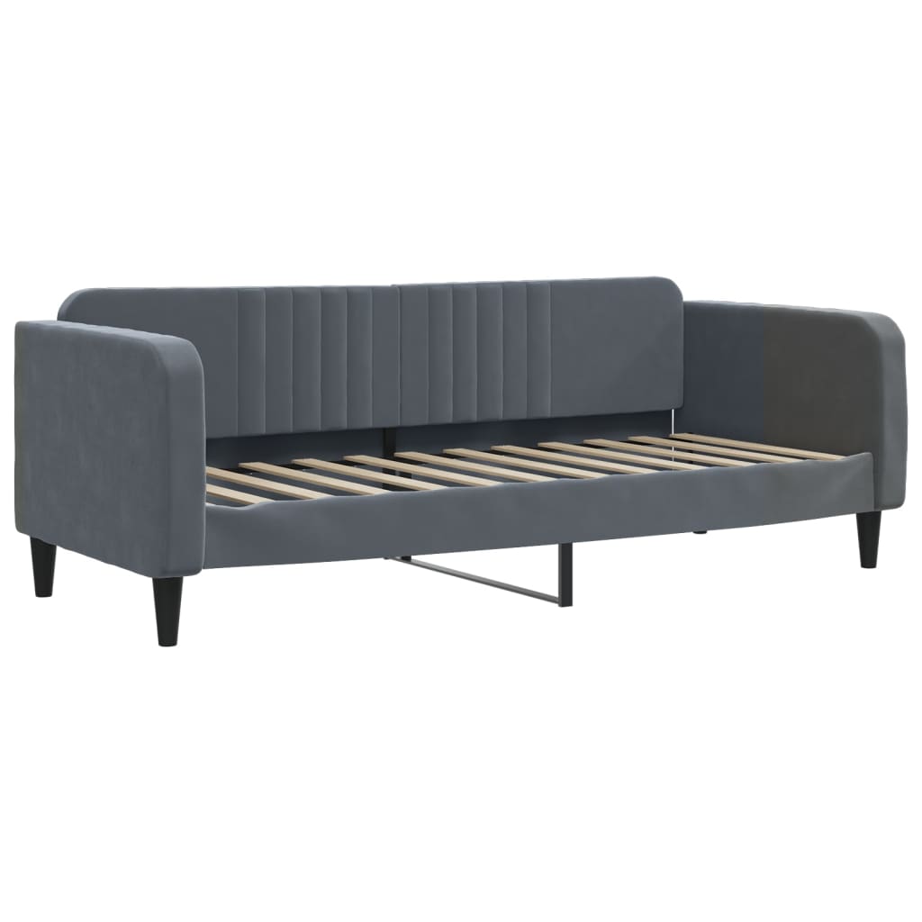 Divano Letto con Letto Estraibile Grigio Scuro 90x190cm Velluto | homemem39