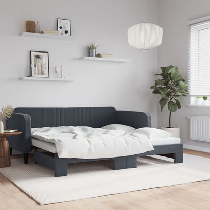Divano Letto con Letto Estraibile Grigio Scuro 90x190cm Velluto | homemem39