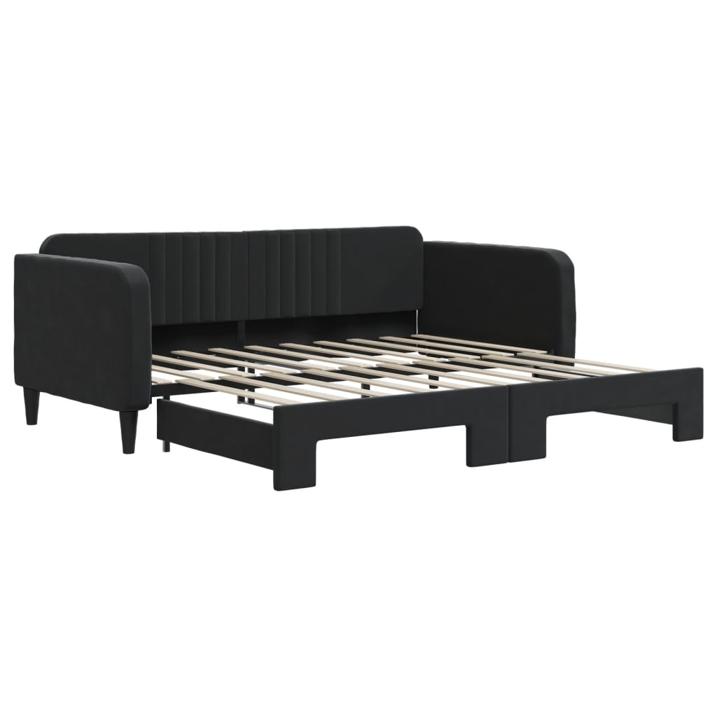 Divano Letto con Letto Estraibile Nero 90x190 cm in Velluto - homemem39