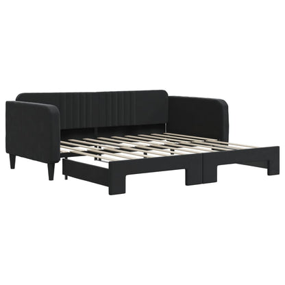 Divano Letto con Letto Estraibile Nero 90x190 cm in Velluto - homemem39
