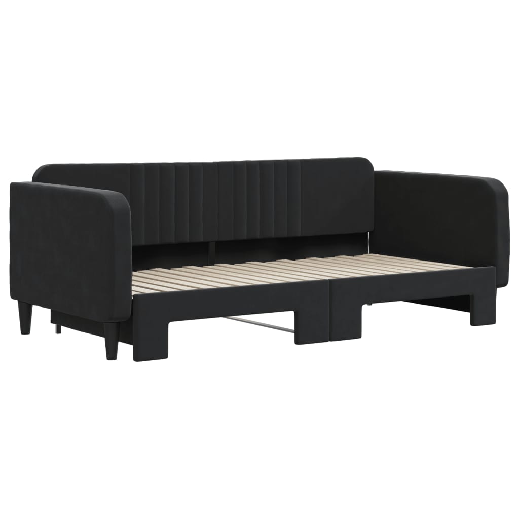 Divano Letto con Letto Estraibile Nero 90x190 cm in Velluto - homemem39