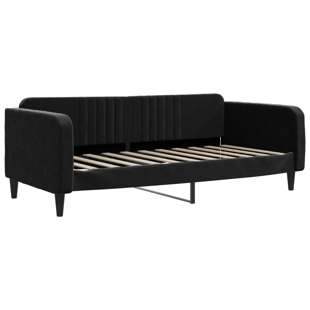 Divano Letto con Letto Estraibile Nero 90x190 cm in Velluto - homemem39