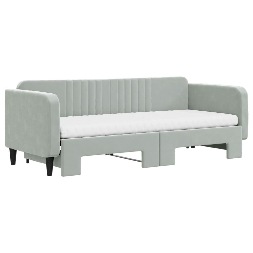 Divano Letto Estraibile Materassi Grigio Chiaro 80x200 Velluto - homemem39