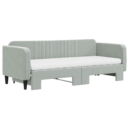 Divano Letto Estraibile Materassi Grigio Chiaro 80x200 Velluto - homemem39