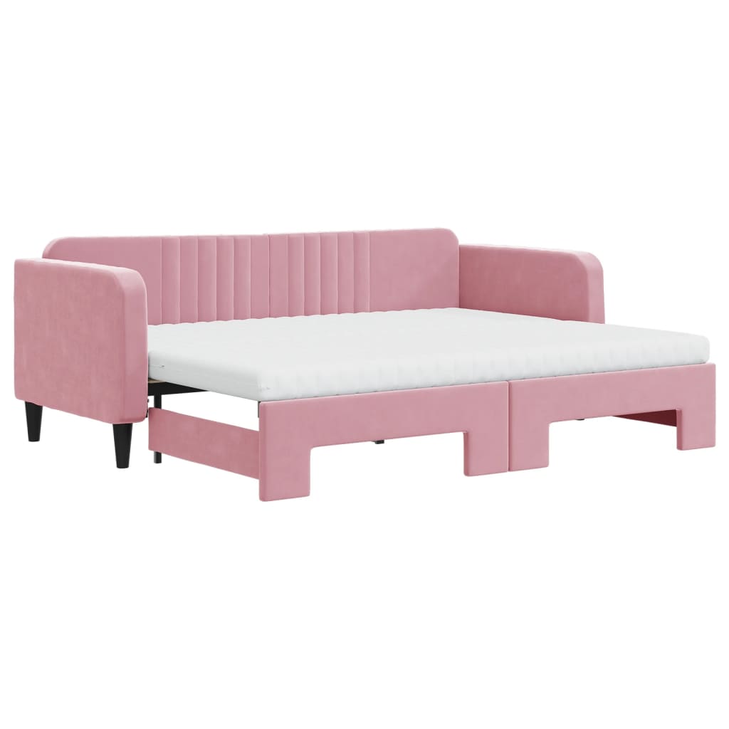 Divano Letto Estraibile con Materassi Rosa 80x200 cm Velluto | homemem39