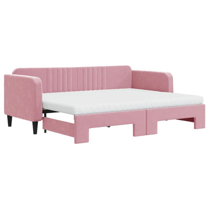 Divano Letto Estraibile con Materassi Rosa 80x200 cm Velluto | homemem39