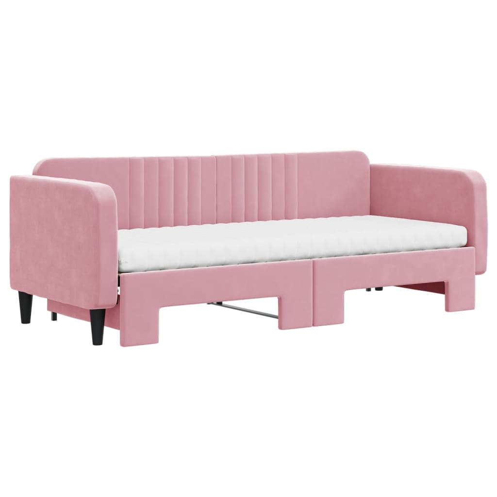Divano Letto Estraibile con Materassi Rosa 80x200 cm Velluto | homemem39
