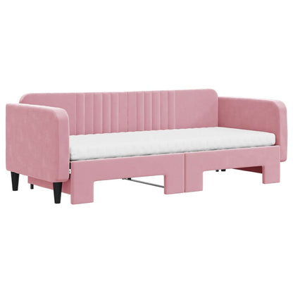 Divano Letto Estraibile con Materassi Rosa 80x200 cm Velluto | homemem39