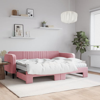 Divano Letto Estraibile con Materassi Rosa 80x200 cm Velluto | homemem39