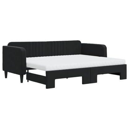 Divano Letto Estraibile con Materassi Nero 80x200 cm Velluto | homemem39