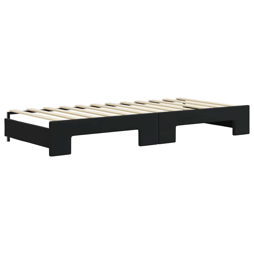 Divano Letto Estraibile con Materassi Nero 80x200 cm Velluto | homemem39