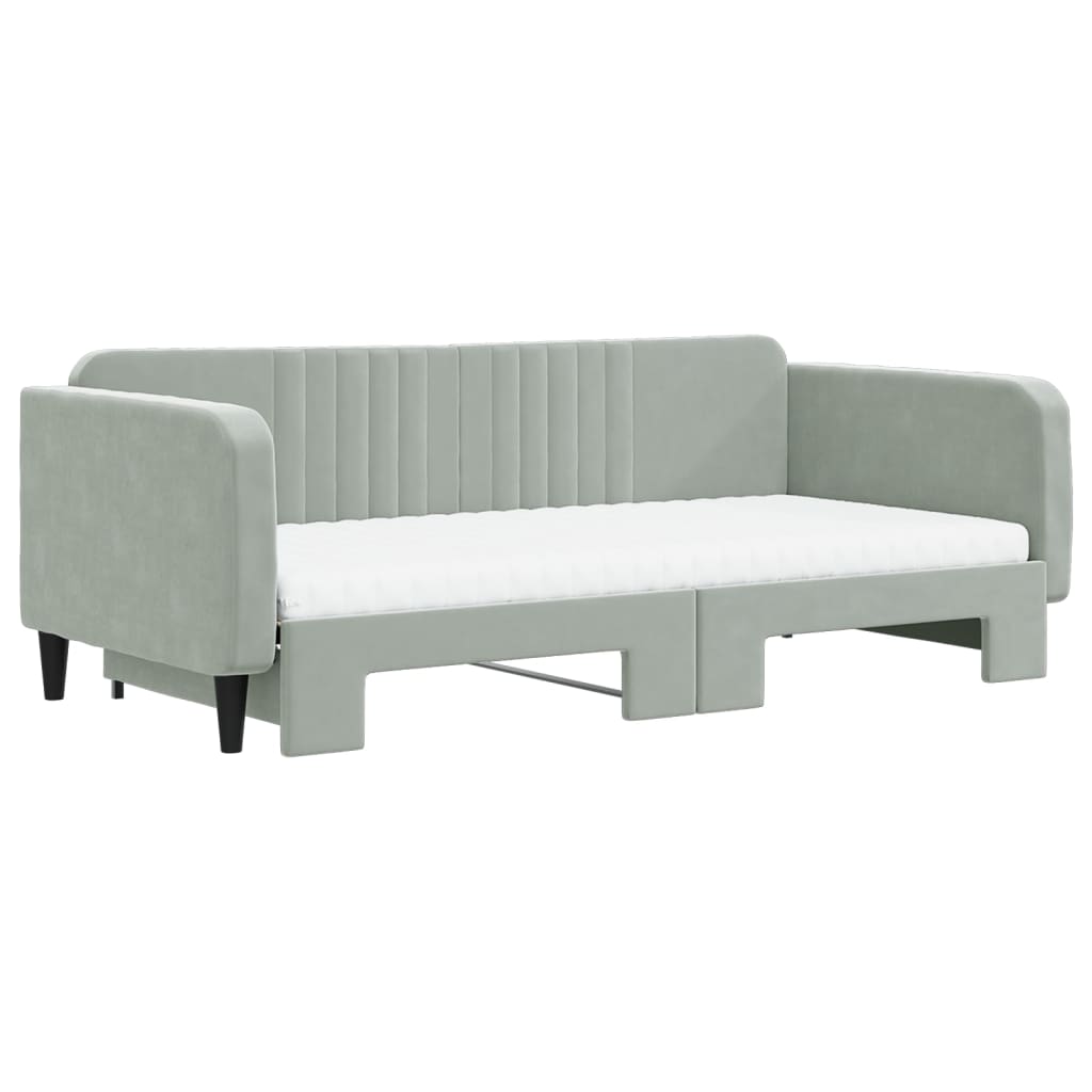 Divano Letto Estraibile Materassi Grigio Chiaro 100x200 Velluto - homemem39
