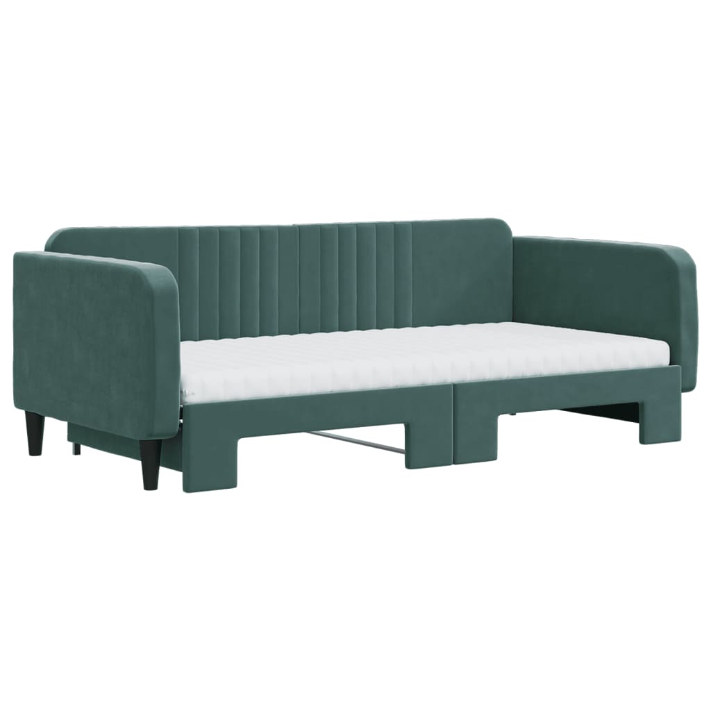 Divano Letto Estraibile Materassi Verde Scuro 100x200 Velluto - homemem39
