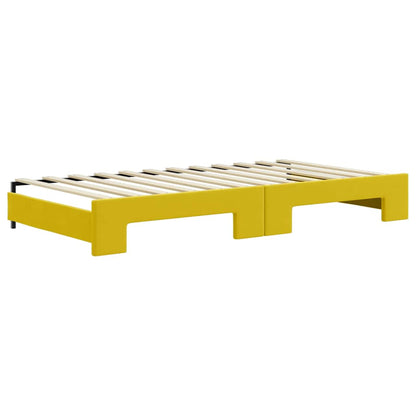 Divano Letto Estraibile con Materassi Giallo 100x200 cm Velluto - homemem39