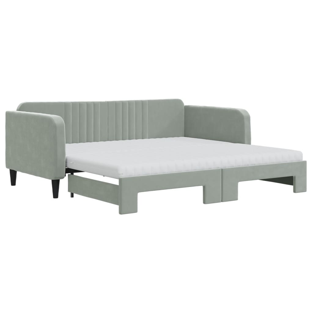 Divano Letto Estraibile Materassi Grigio Chiaro 90x190 Velluto | homemem39