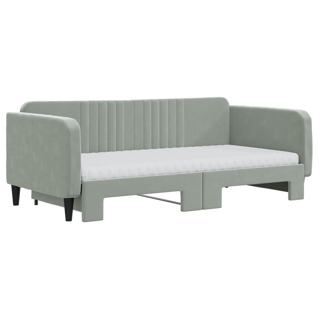 Divano Letto Estraibile Materassi Grigio Chiaro 90x190 Velluto | homemem39