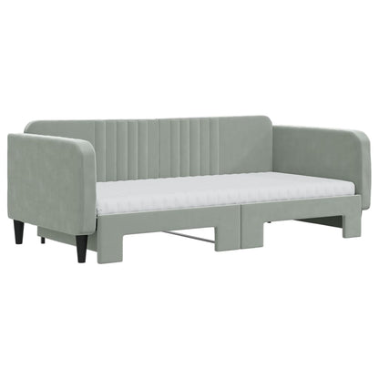 Divano Letto Estraibile Materassi Grigio Chiaro 90x190 Velluto | homemem39