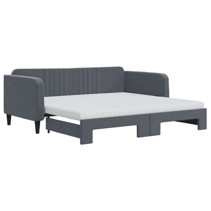 Divano Letto Estraibile Materassi Grigio Scuro 90x190cm Velluto - homemem39