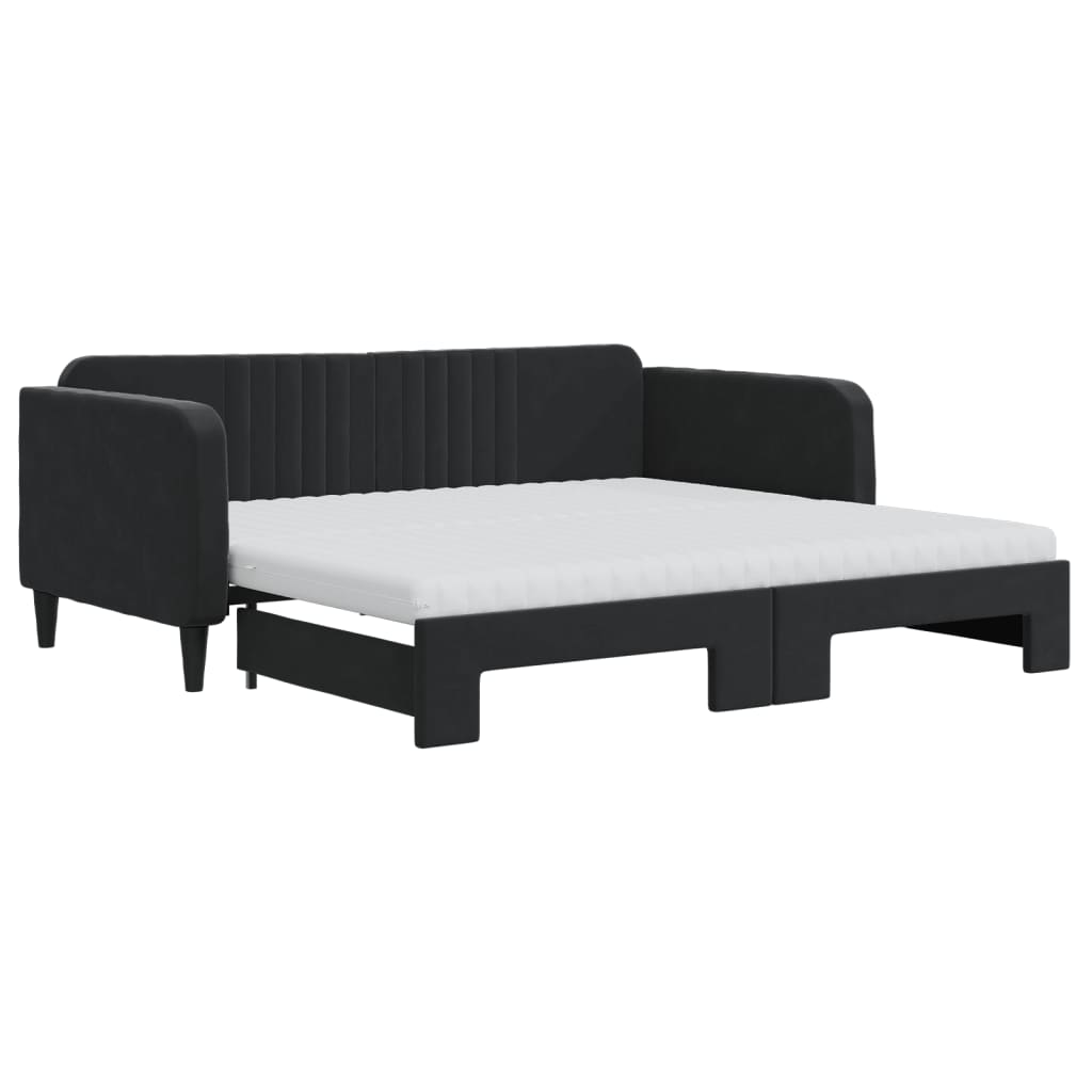 Divano Letto Estraibile con Materassi Nero 90x190 cm Velluto | homemem39