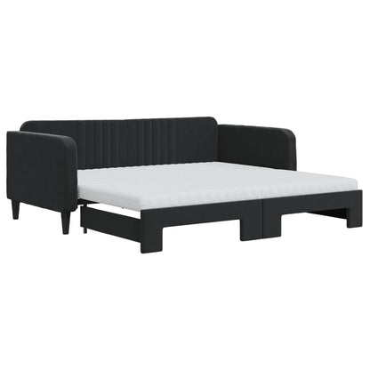 Divano Letto Estraibile con Materassi Nero 90x190 cm Velluto | homemem39