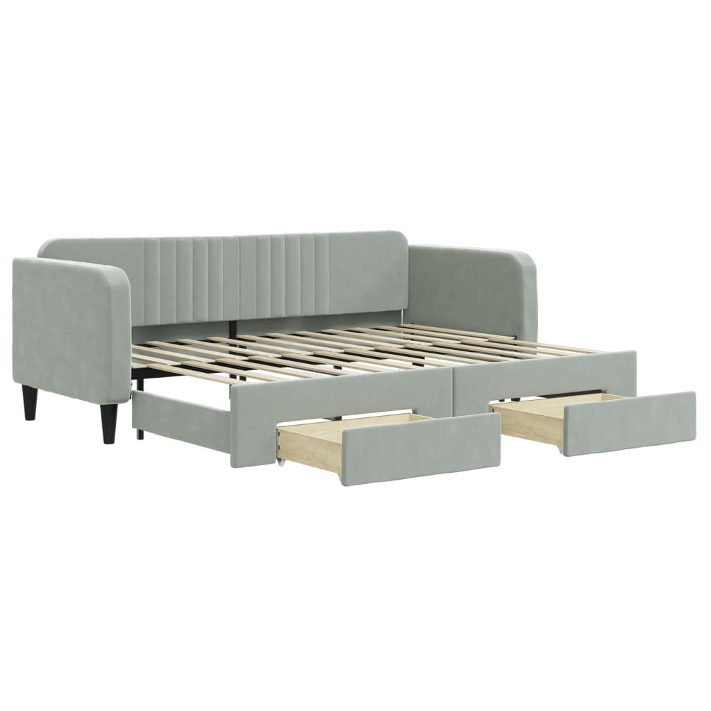 Divano Letto Estraibile Cassetti Grigio Chiaro 80x200cm Velluto - homemem39