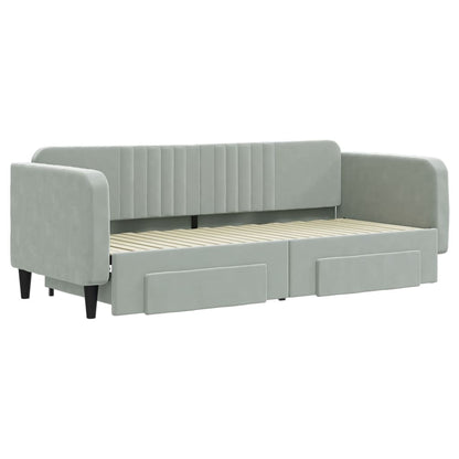 Divano Letto Estraibile Cassetti Grigio Chiaro 80x200cm Velluto - homemem39