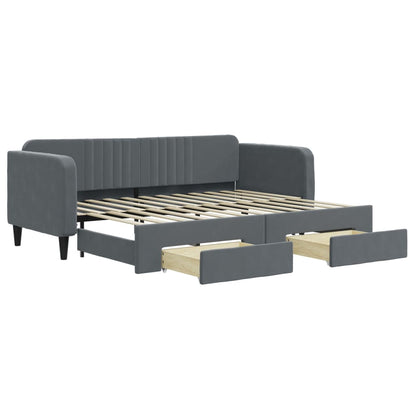 Divano Letto Estraibile Cassetti Grigio Scuro 80x200cm Velluto - homemem39