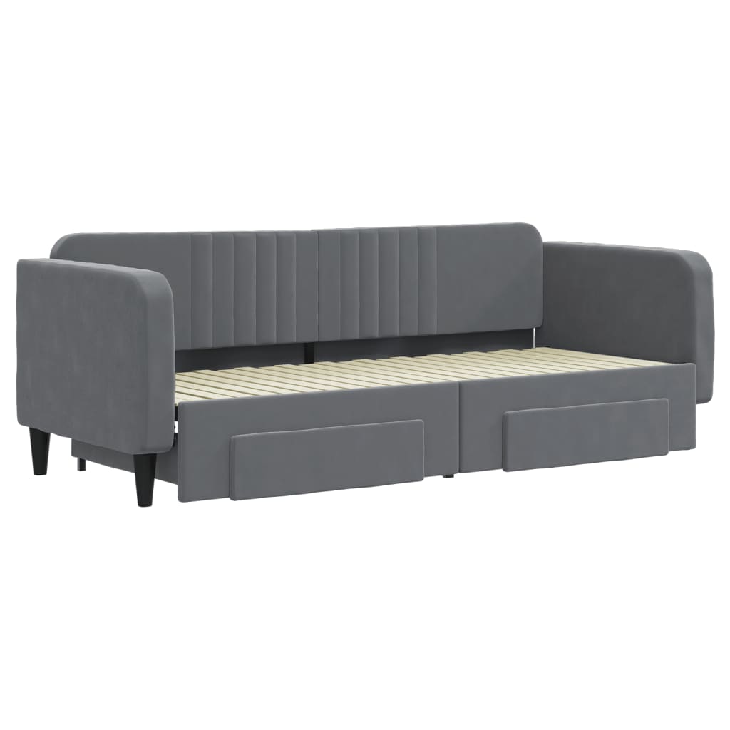 Divano Letto Estraibile Cassetti Grigio Scuro 80x200cm Velluto - homemem39