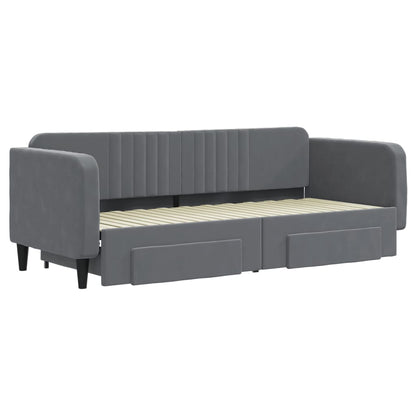 Divano Letto Estraibile Cassetti Grigio Scuro 80x200cm Velluto - homemem39