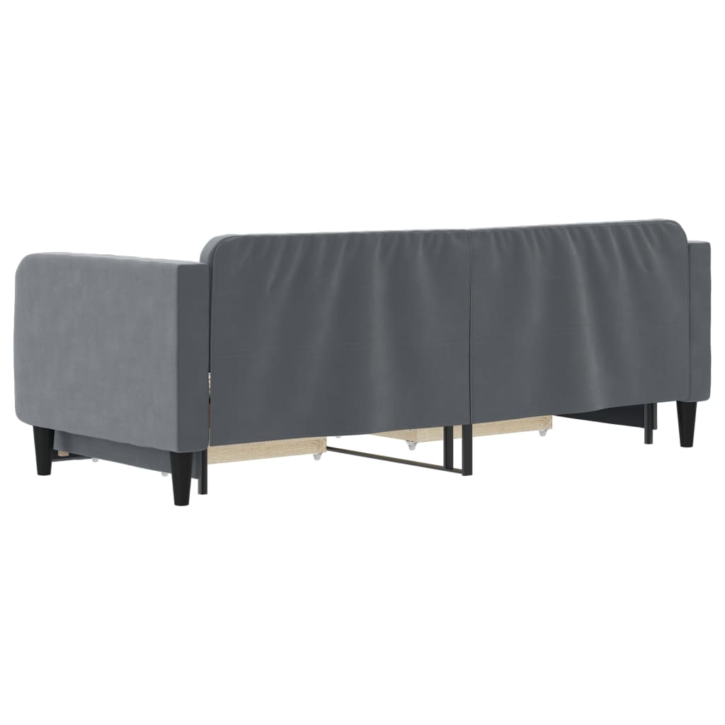 Divano Letto Estraibile Cassetti Grigio Scuro 80x200cm Velluto - homemem39