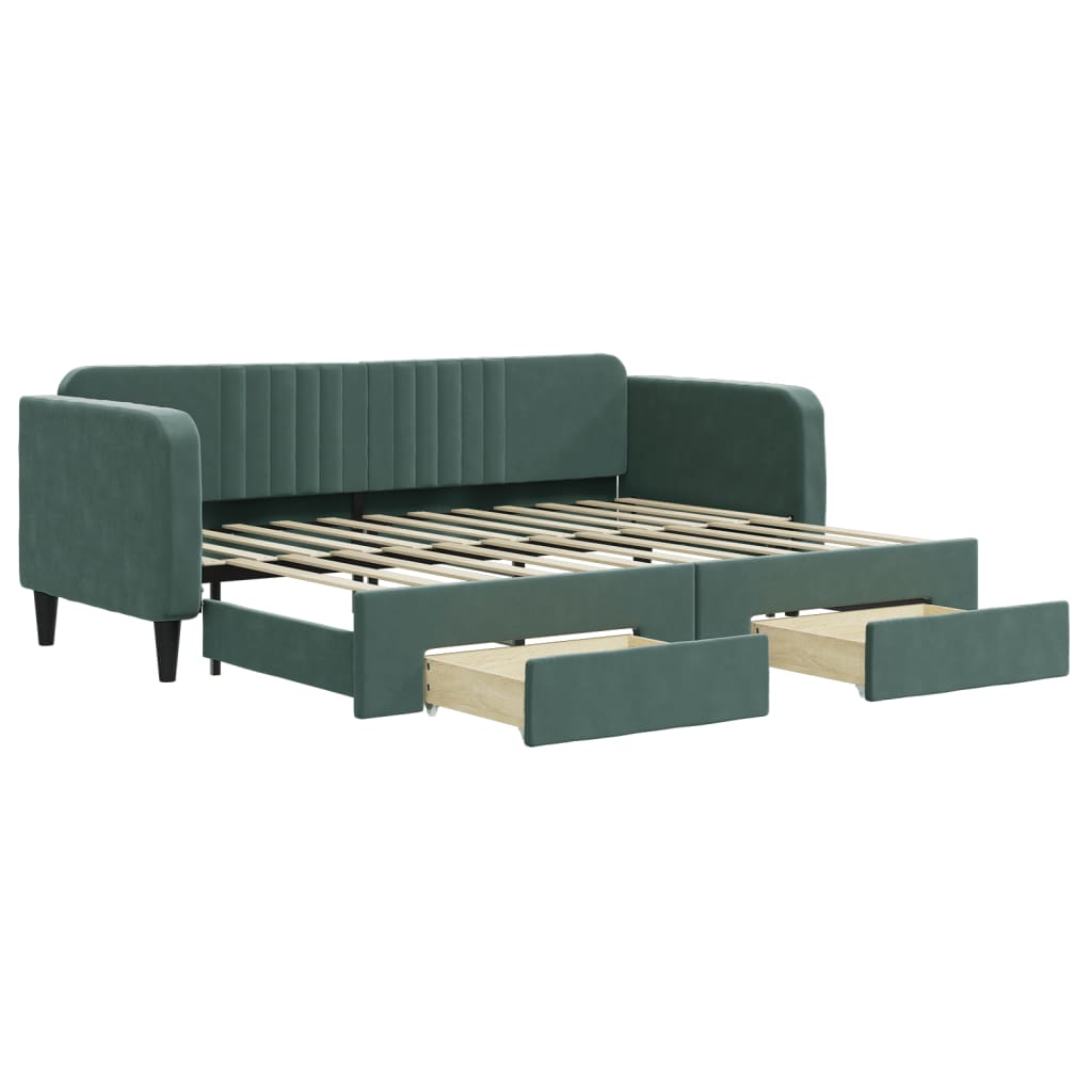 Divano Letto Estraibile Cassetti Verde Scuro 80x200cm Velluto - homemem39