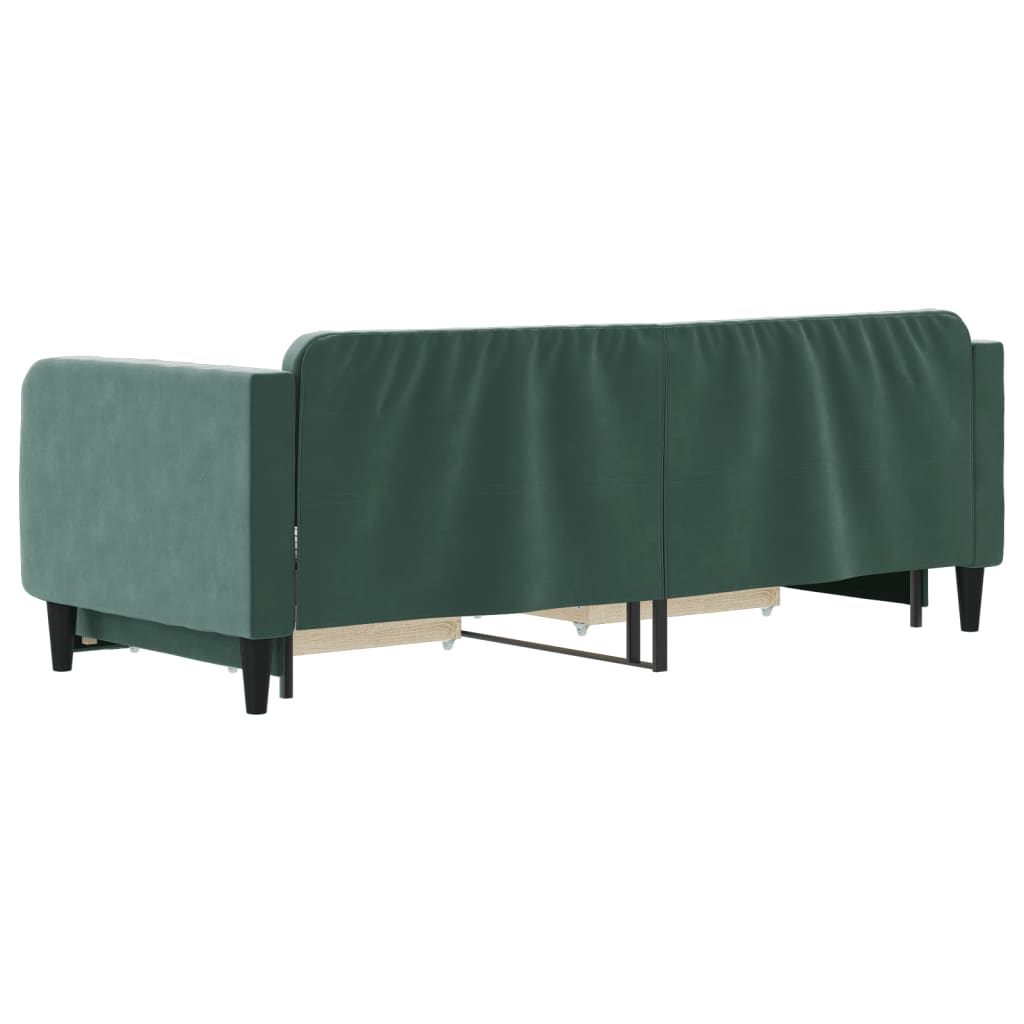 Divano Letto Estraibile Cassetti Verde Scuro 80x200cm Velluto - homemem39