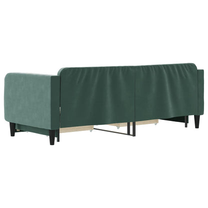 Divano Letto Estraibile Cassetti Verde Scuro 80x200cm Velluto - homemem39