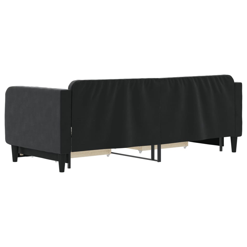 Divano Letto Estraibile con Cassetti Nero 80x200 cm in Velluto | homemem39