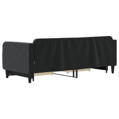 Divano Letto Estraibile con Cassetti Nero 80x200 cm in Velluto | homemem39