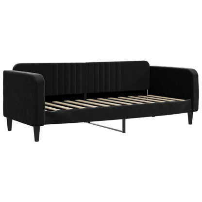 Divano Letto Estraibile con Cassetti Nero 80x200 cm in Velluto | homemem39
