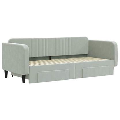Divano Letto Estraibile Cassetti Grigio Chiaro 90x200cm Velluto - homemem39