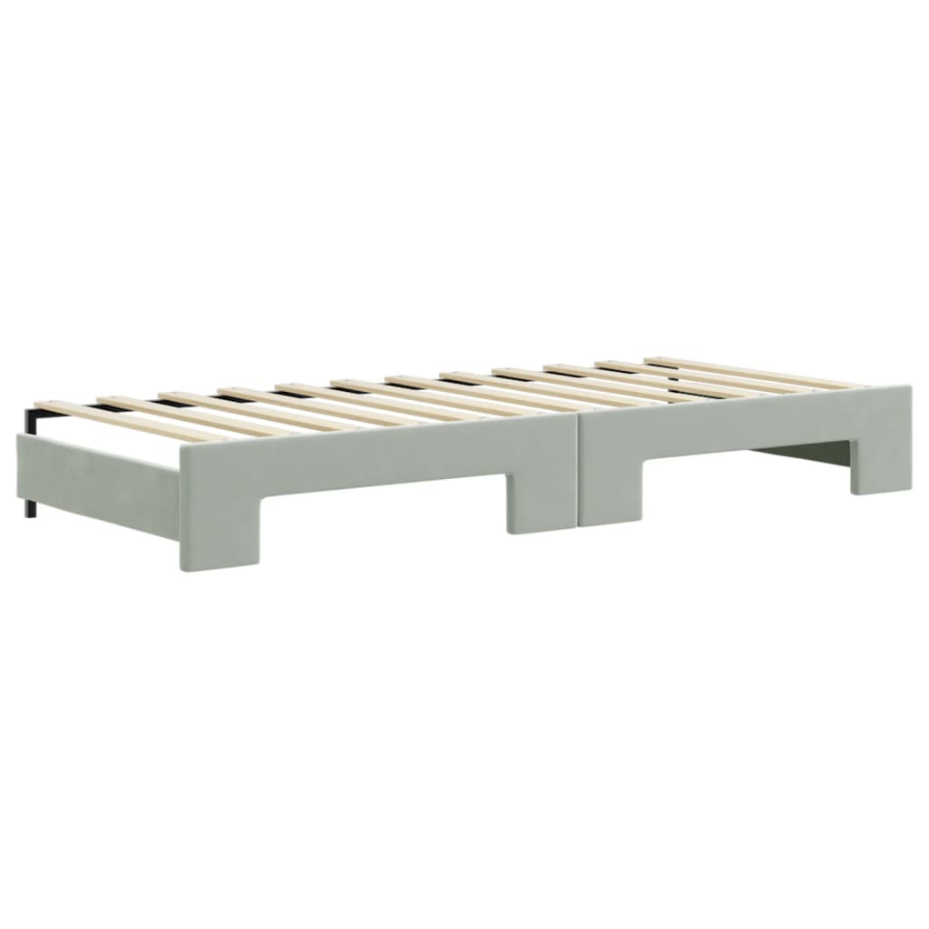 Divano Letto Estraibile Cassetti Grigio Chiaro 90x200cm Velluto - homemem39